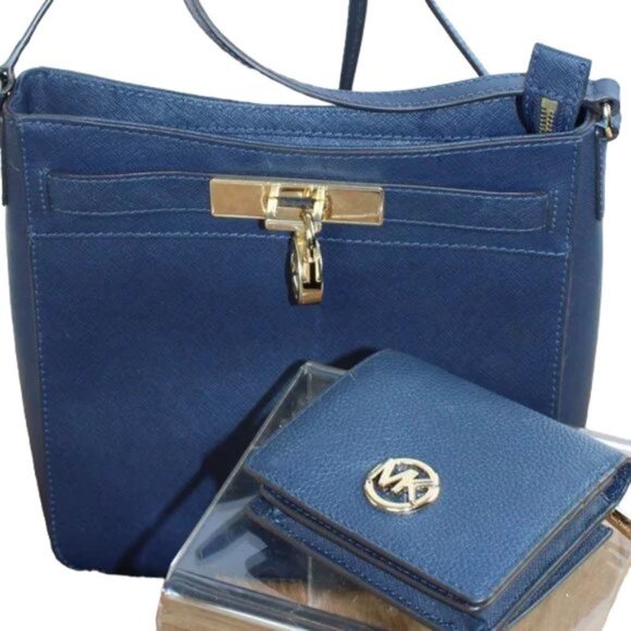 Michael Kors Travelers Navy Shoulder Cross Body Messenger Matching Walle… - Picture 6 of 12